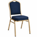 Upholstered Arched Back Chair, Navy Blue/Gold, 18.5 x 22 x 36 in