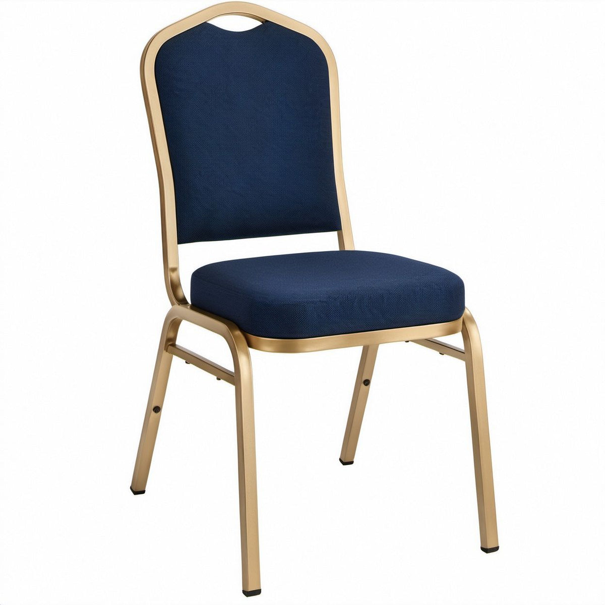 Upholstered Arched Back Chair, Navy Blue/Gold, 18.5 x 22 x 36 in
