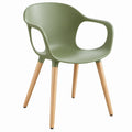 Sage Green Polypropylene Arm Chair with Natural Beech Wood Legs, 22 x 23 x 31.5 in