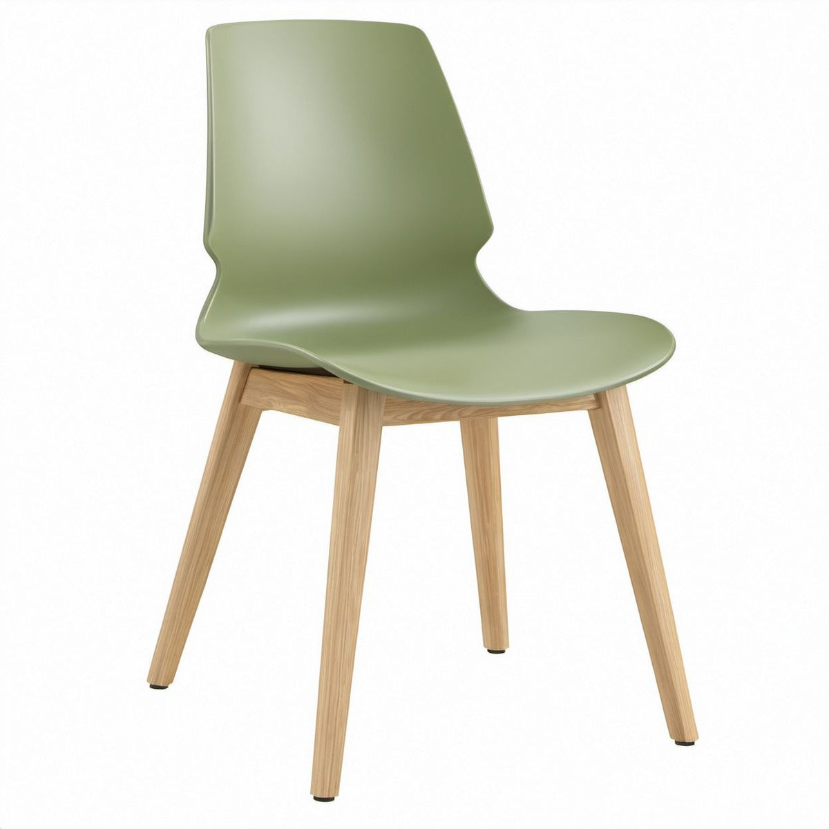 Green Polypropylene Dining Chair with Natural Ash Wood Legs, 19.3 x 21.7 x 32.3 in