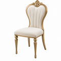 Traditional High-Back Upholstered Dining Chair, Ivory and Gold, 20 x 24 x 44 in