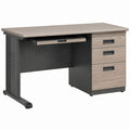 47.2 in Rectangular Computer Desk with 3 Drawers, Locking Drawer and Keyboard Tray, Gray Wood Grain/Black