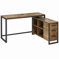 Industrial L-Shaped Computer Desk with 3 Drawers and Open Shelves, Brown/Black, 59.1 x 55.1 x 29.5 in