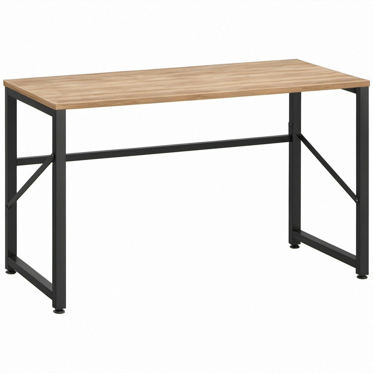 Rectangular Computer Desk, Natural Brown Engineered Wood Top and Black Steel Frame, 47.2 x 23.6 x 29.5 in