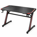 47.2 x 23.6 x 29.5 in Gaming Computer Desk with Carbon Fiber Texture Top, Cup Holder and Headphone Hook, Black/Red