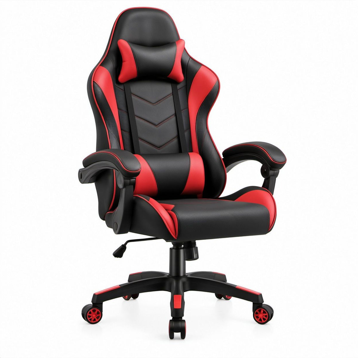 Black/Red PU Leather Ergonomic Gaming Chair, 68 x 68 x 122-132 cm