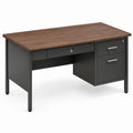 60 x 30 x 30 in Rectangular Office Desk with Right Storage Pedestal, Walnut Brown/Black