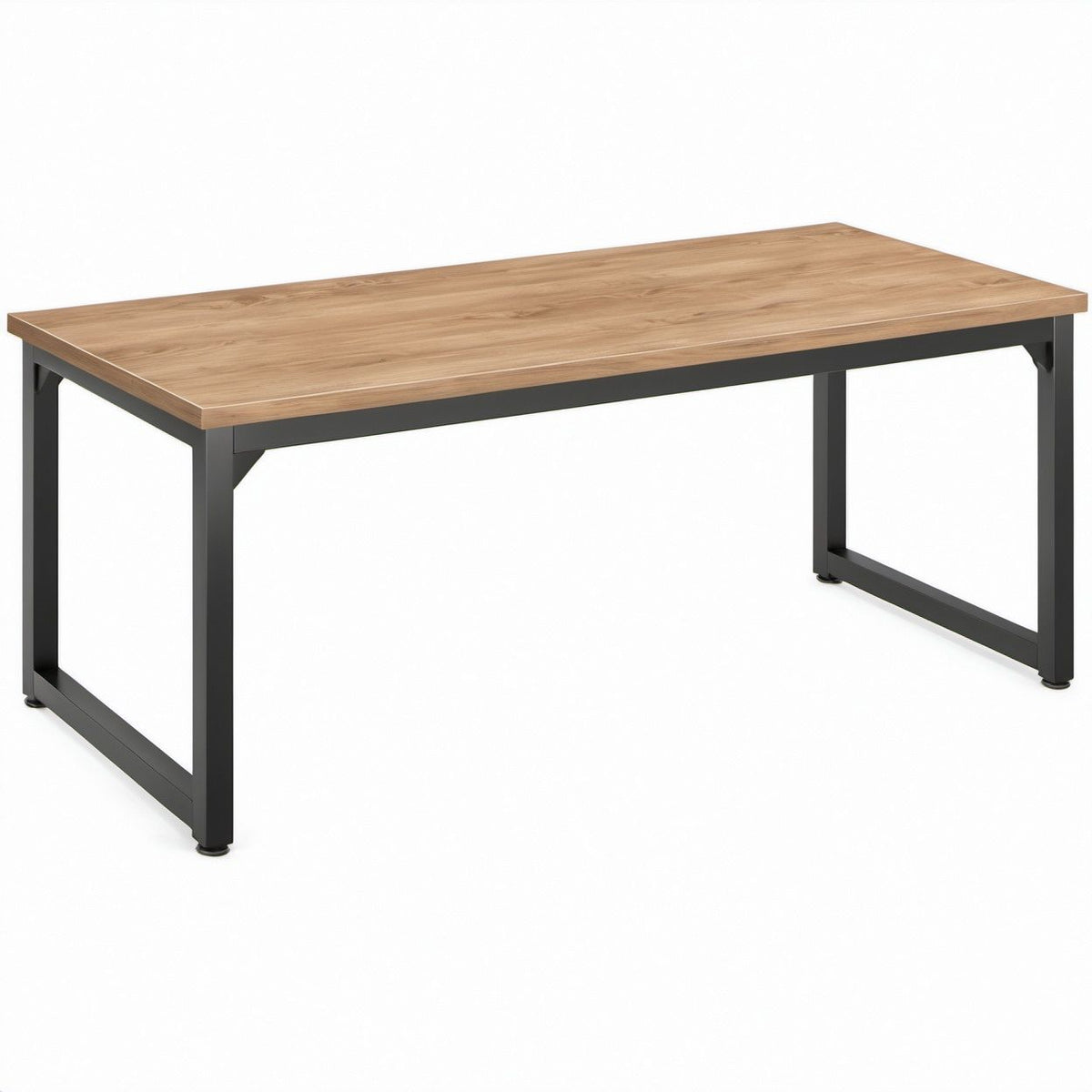 Rectangular Office Desk, Brown Engineered Wood Top with Black Steel Frame, 60 x 30 x 29.5 in