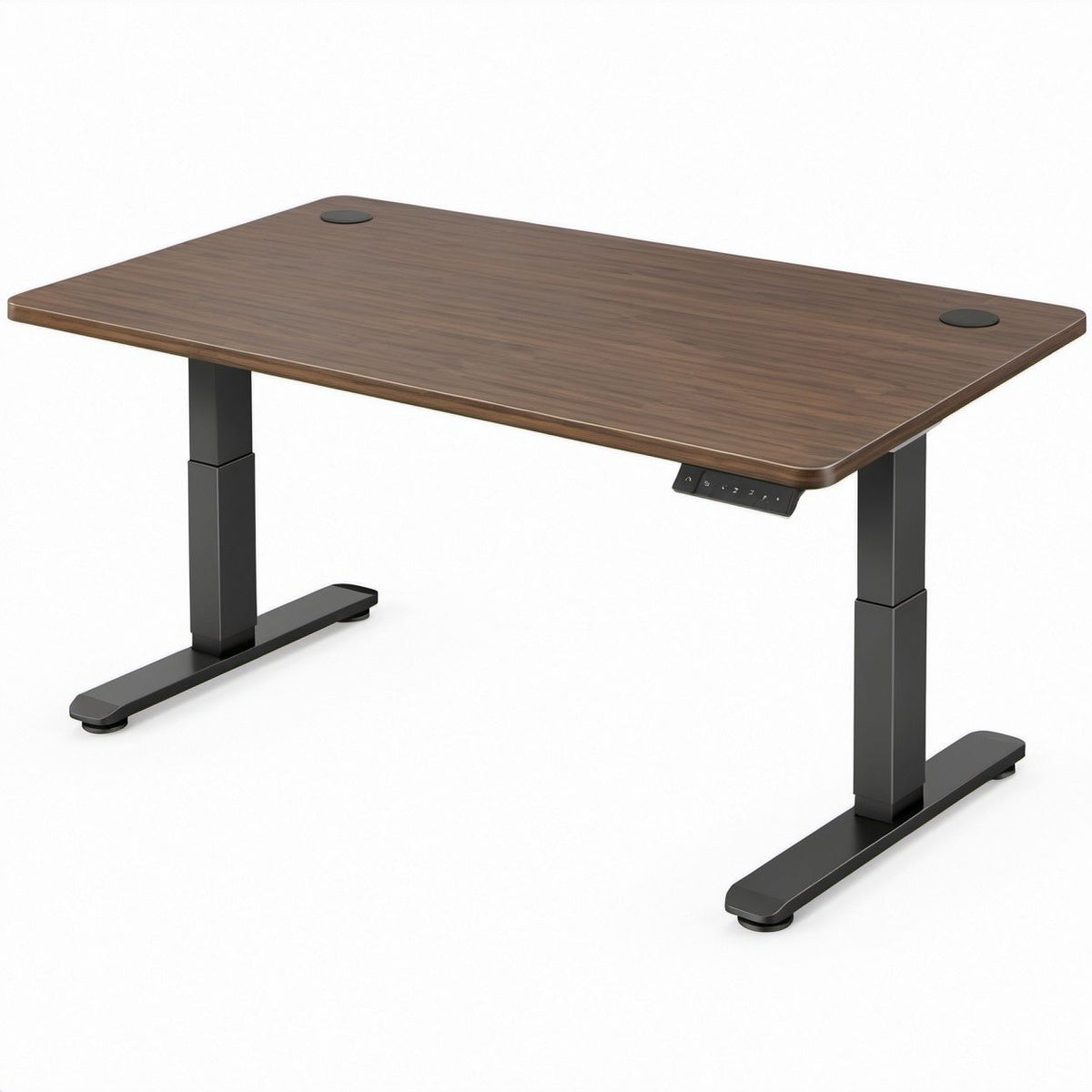 55 x 28 in Electric Height-Adjustable Standing Desk, Walnut/Black, 28.3-47.6 in Height Range