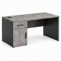 Office Desk with Drawer and Storage Cabinet, Concrete Gray and Black, 47.2 x 23.6 x 29.5 in