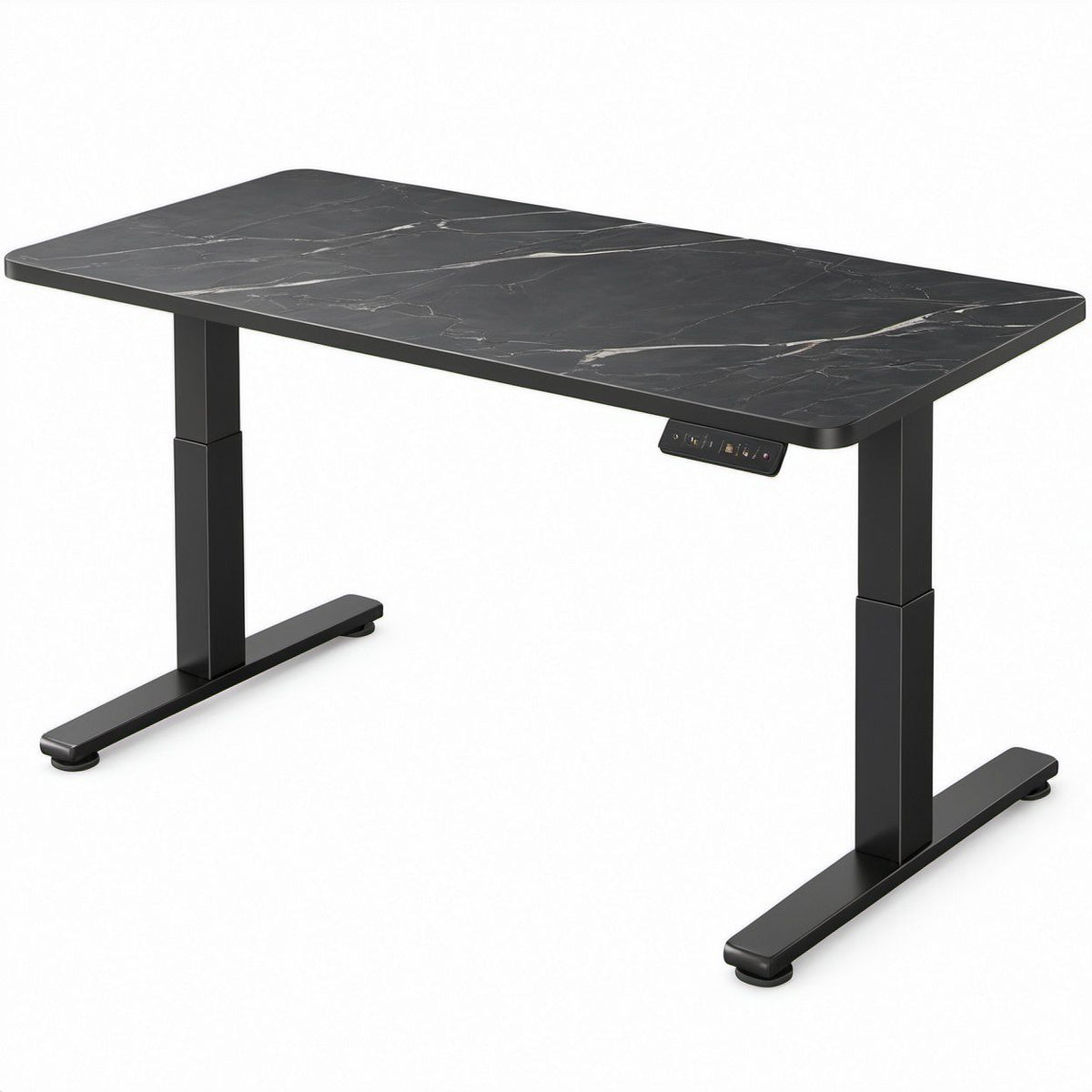 Electric Height-Adjustable Standing Desk, Black Marble-Effect Top, 48 x 24 x 28.3-46.5 in