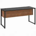 Black and Walnut MDF Office Desk with Steel Frame, 60 x 30 x 30 in.